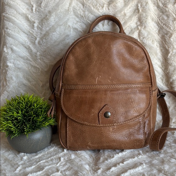 Frye Brown Leather Backpack - Picture 1 of 4